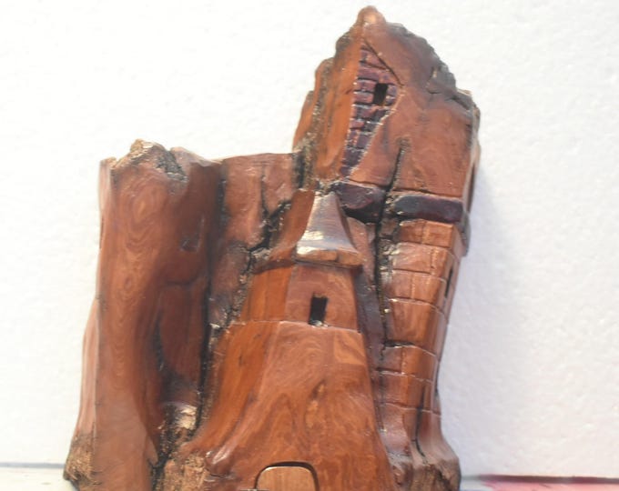 Hand carved Cottonwood bark Wee folk home