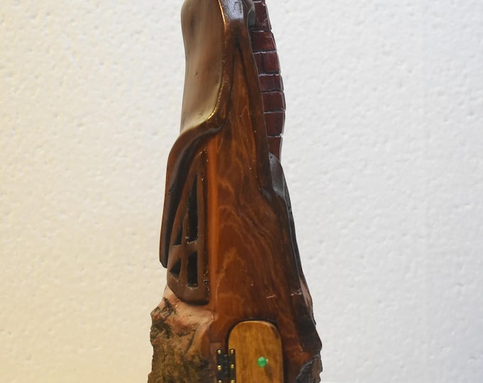 Hand carved Cottonwood bark Wee folk home