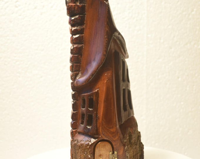 Hand carved Cottonwood bark Wee folk home