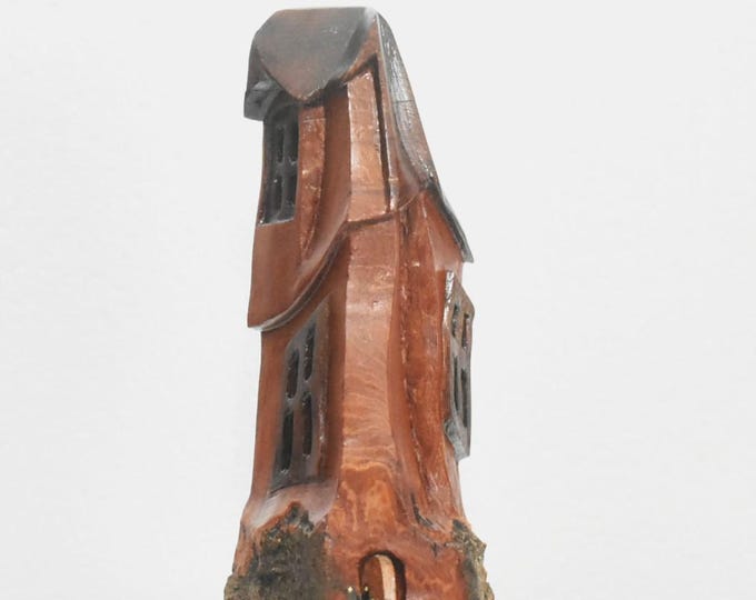 Hand carved Cottonwood bark Wee folk home
