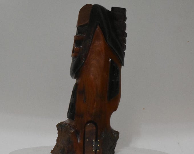 Hand carved Cottonwood bark Wee folk home