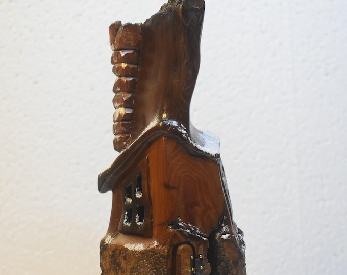 Hand carved Cottonwood bark Wee folk home