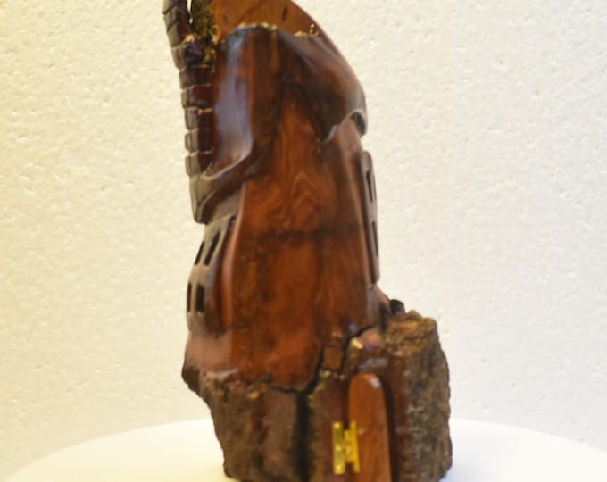 Hand carved Cottonwood bark Wee folk home