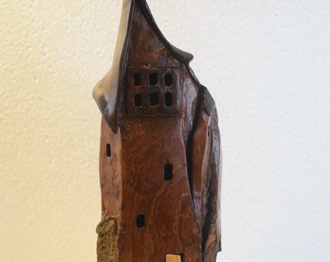Hand carved Cottonwood bark Wee folk home
