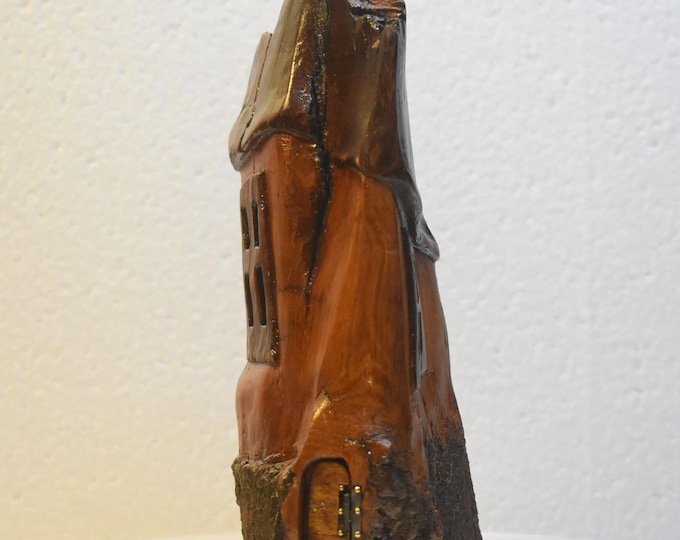 Hand carved Cottonwood bark Wee folk home