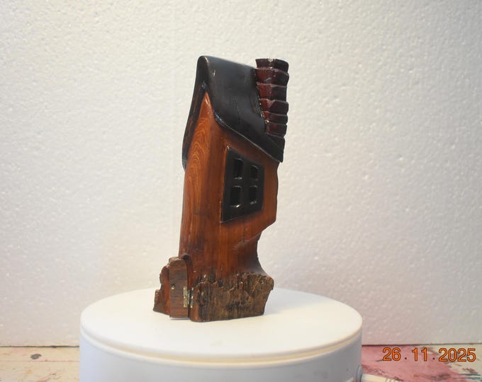 Hand carved Cottonwood bark Wee folk home