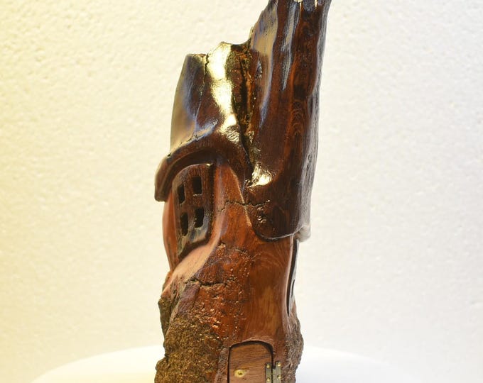Hand carved Cottonwood bark Wee folk home