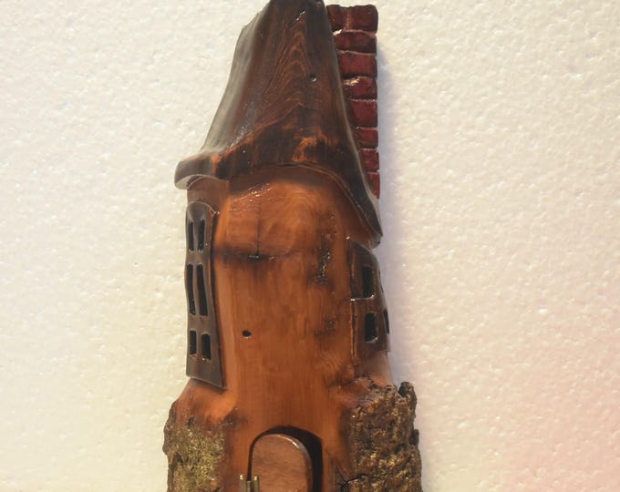 Hand carved Cottonwood bark Wee folk home