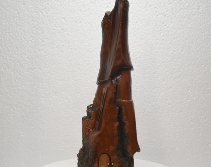 Hand carved Cottonwood bark Wee folk home