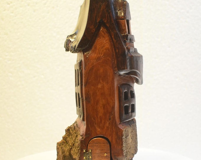 Hand carved Cottonwood bark Wee folk home