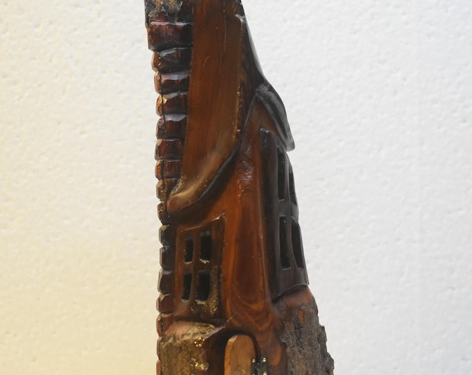 Hand carved Cottonwood bark Wee folk home