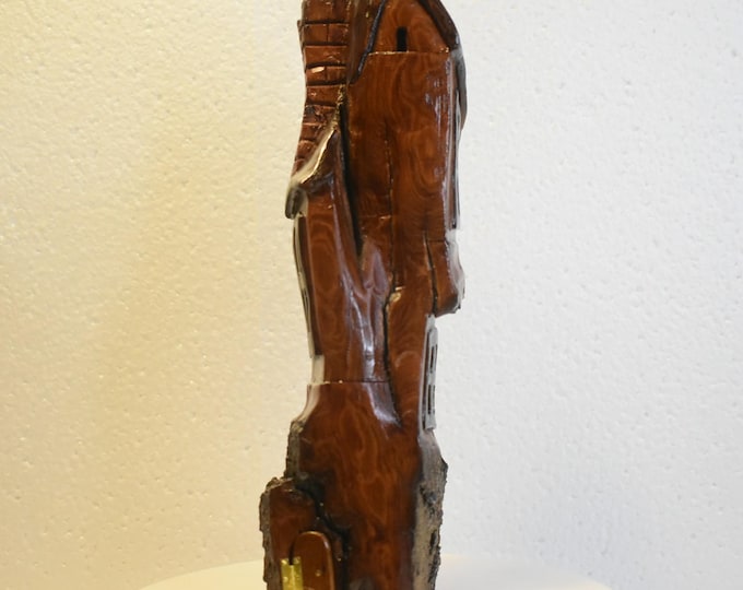 Unique hand carved cottonwood bark tower home for Wee Folk