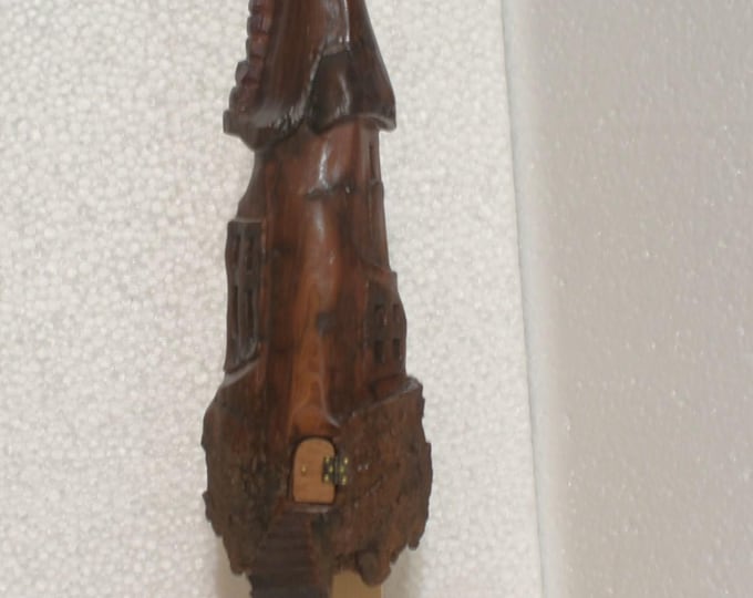 Hand carved Cottonwood bark Wee folk home