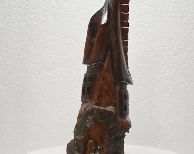 Hand carved Cottonwood bark Wee folk home