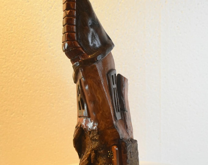Hand carved Cottonwood bark Wee folk home