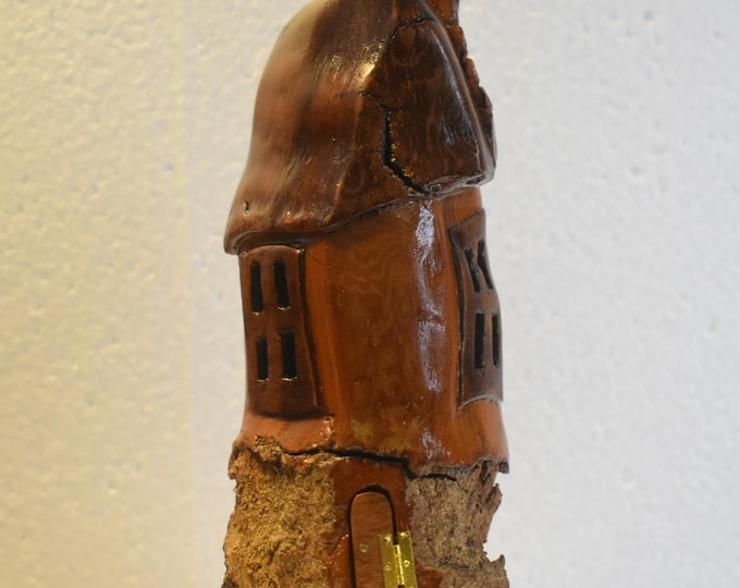 Hand carved Cottonwood bark Wee folk home