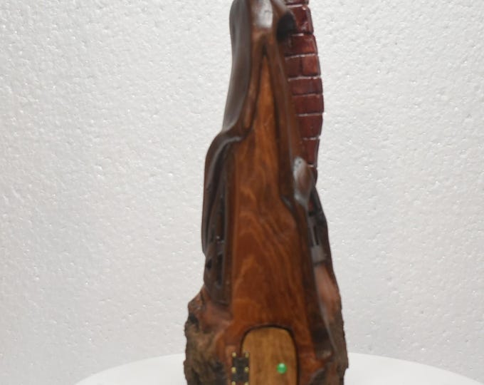 Hand carved Cottonwood bark Wee folk home
