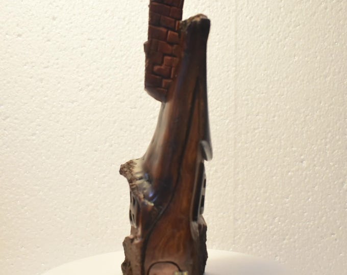 Hand carved Cottonwood bark Wee folk home