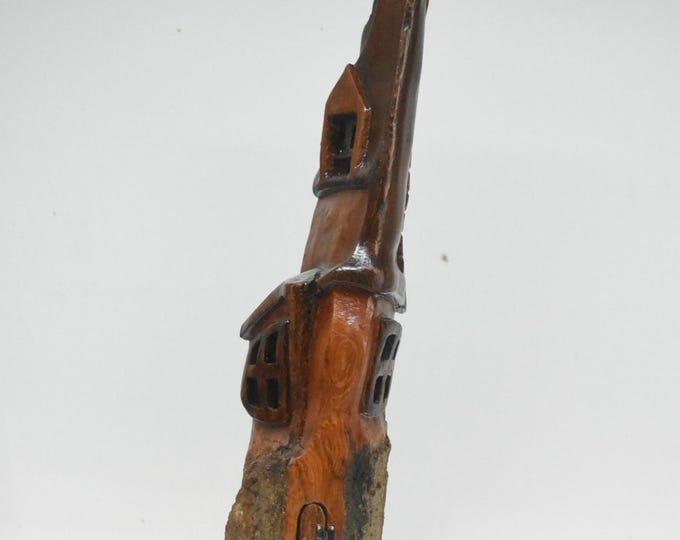 Hand carved Cottonwood bark Wee folk home