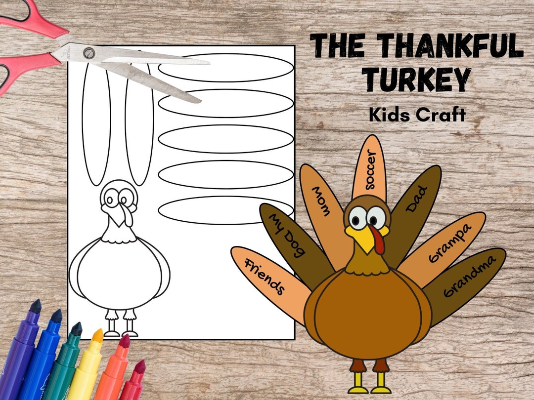 Thankful Turkey Kids Craft Thanksgiving Printable Craft