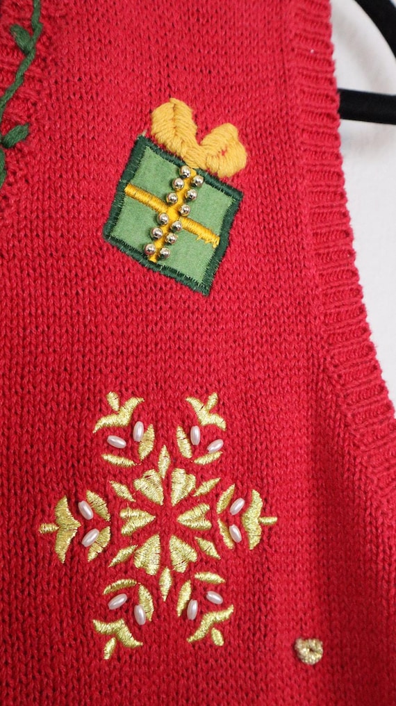Nutcracker Vintage Y2K Red Christmas Tree Vest Em… - image 4