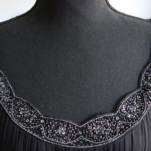 Adrianna Papell Evening SILK Dress Gown Black Ruched Beaded Empire Waist 4 image 3