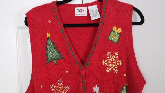 Nutcracker Vintage Y2K Red Christmas Tree Vest Em… - image 2