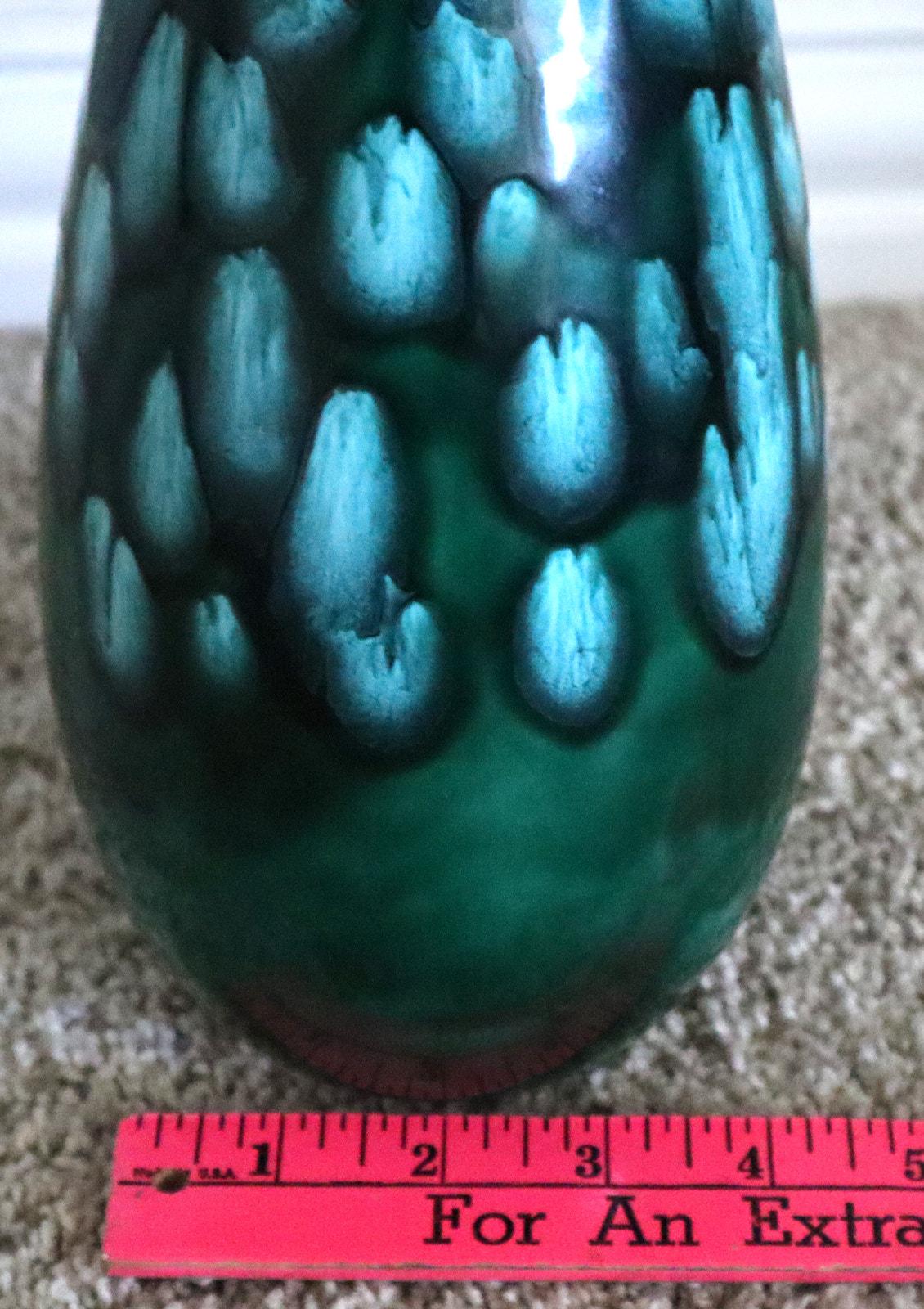 Vintage Lava Vase Glazed Studio Pottery Blue Green Drip Glaze MCM 60s ...