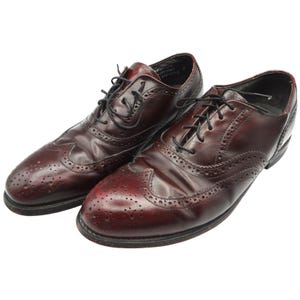 Vintage 80s Mens Burgundy Leather Wingtip Brogue Oxford Dress Shoes Vintage Burgundy Leather Wingtip Derby Shoes - Men main image 2