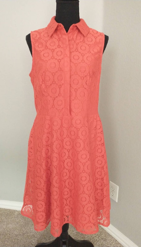 Y2K Vintage Orange Lace sleeveless Collar Dress s… - image 1