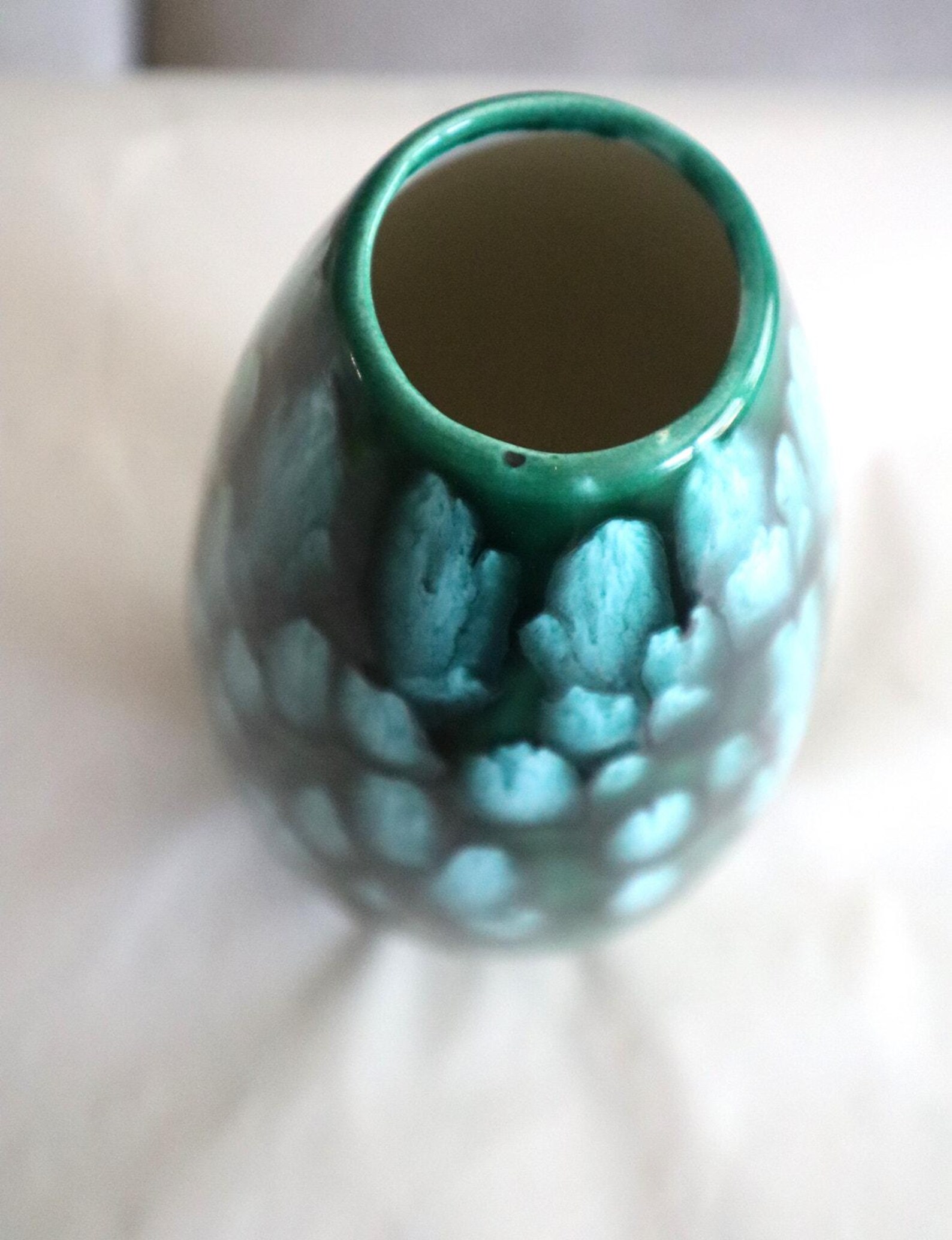Vintage Lava Vase Glazed Studio Pottery Blue Green Drip Glaze MCM 60s ...
