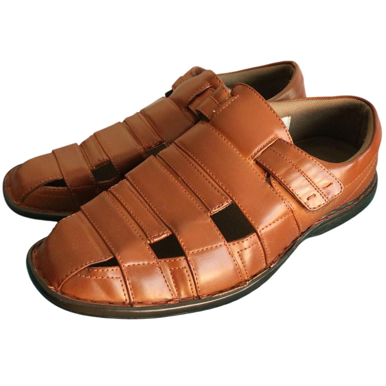 male dress sandals Cognac Men's Leather Sandals Calderon Closed Toe Style No:25599-221 –  DESIGN MENSWEAR