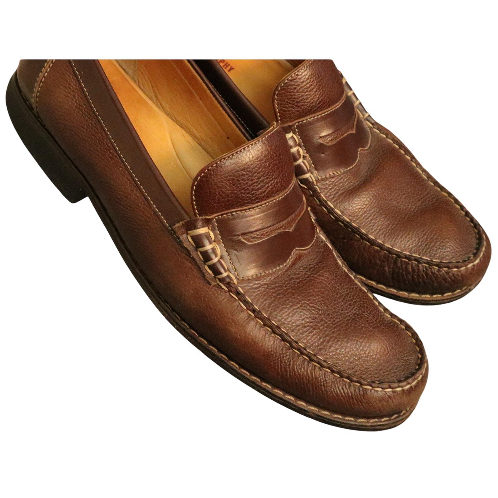 Vero Cuoio Basket Weave Italian Leather Penny Loafers Brown Men Size‎ 9 Acedemia Cognac Brown  main image 4
