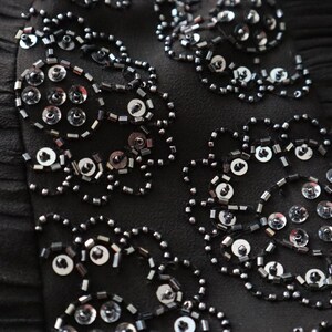 Adrianna Papell Evening SILK Dress Gown Black Ruched Beaded Empire Waist 4 image 6