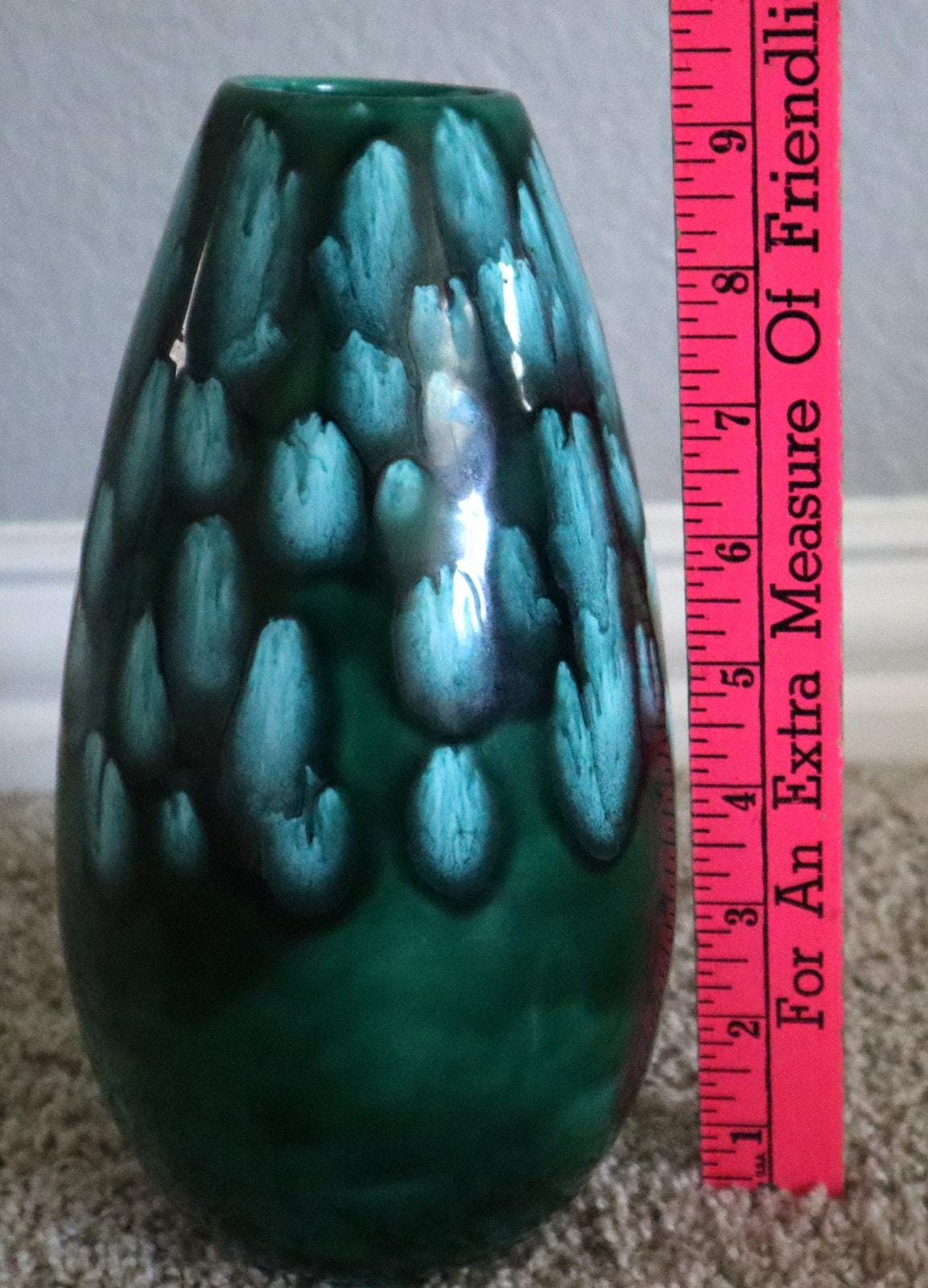 Vintage Lava Vase Glazed Studio Pottery Blue Green Drip Glaze MCM 60s ...
