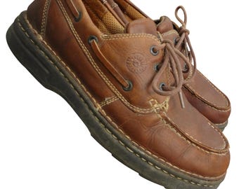Vintage 90s Earth Shoe Brown Leather Oxfords Chunky Mens 10.5 Platform Grunge