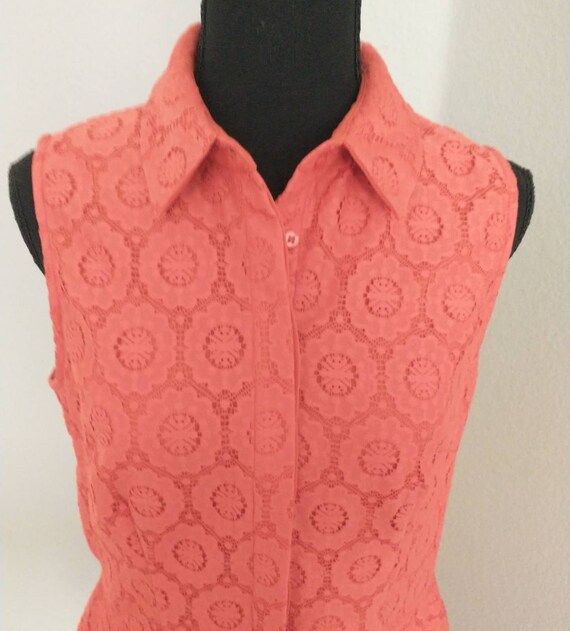 Y2K Vintage Orange Lace sleeveless Collar Dress s… - image 2