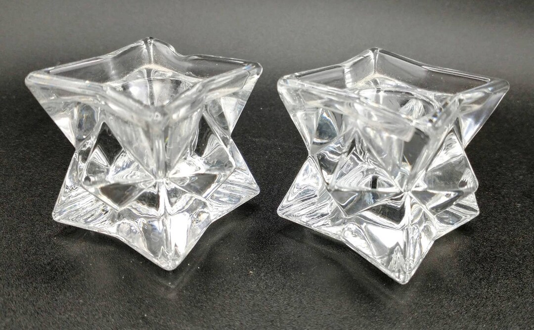 Vintage Lead Crystal Candle Holders Michael C Fina Fifth Ave Etsy