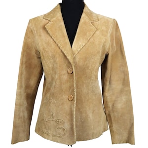 Tan Suede Embroidered Jacket - Etsy