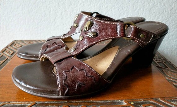 Vintage Brown Leather Naturalizer N5 Comfort Sandals Heels - Etsy