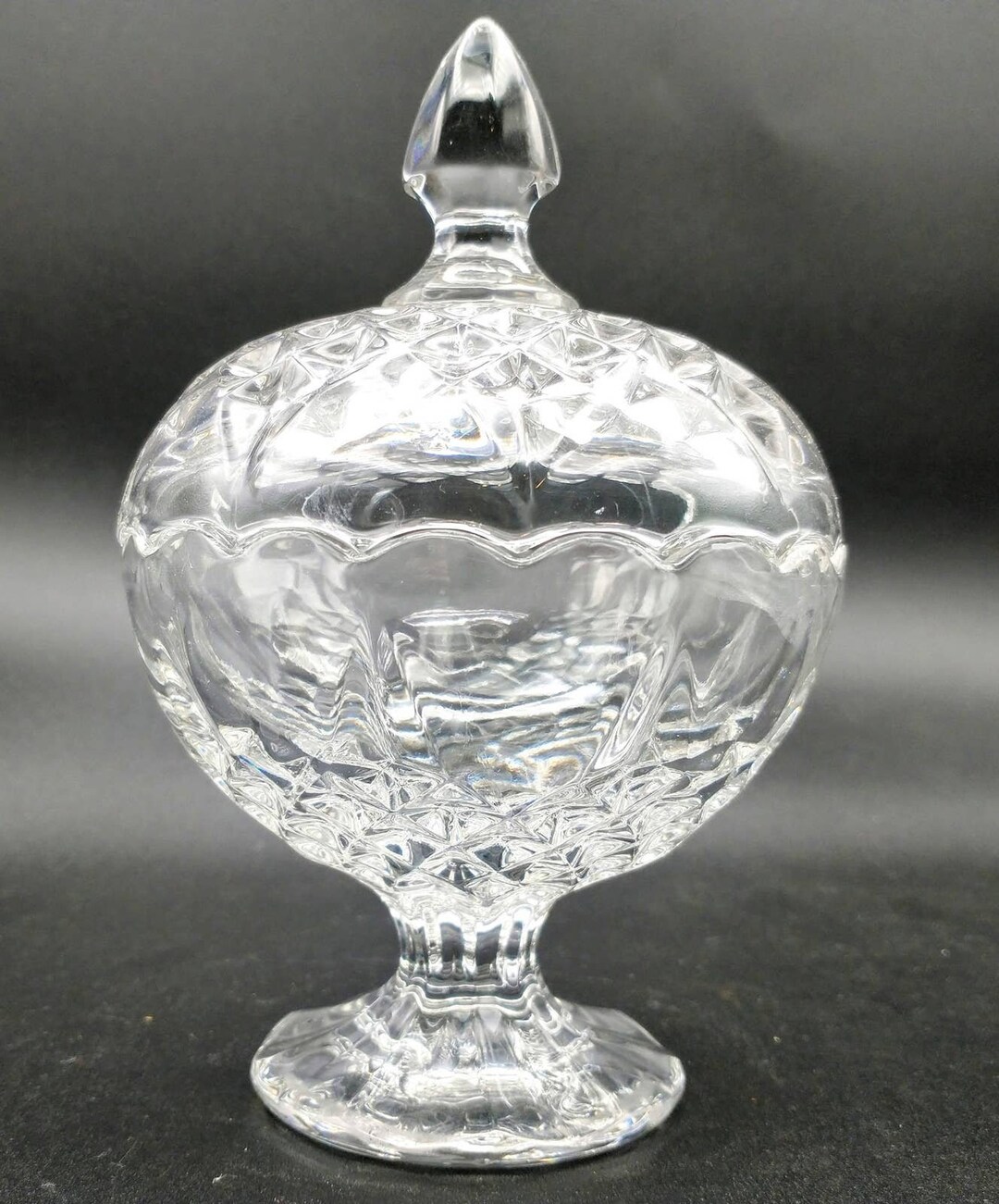 Vintage Crystal Candy Dish Compote Dish With Lid Clear Etsy