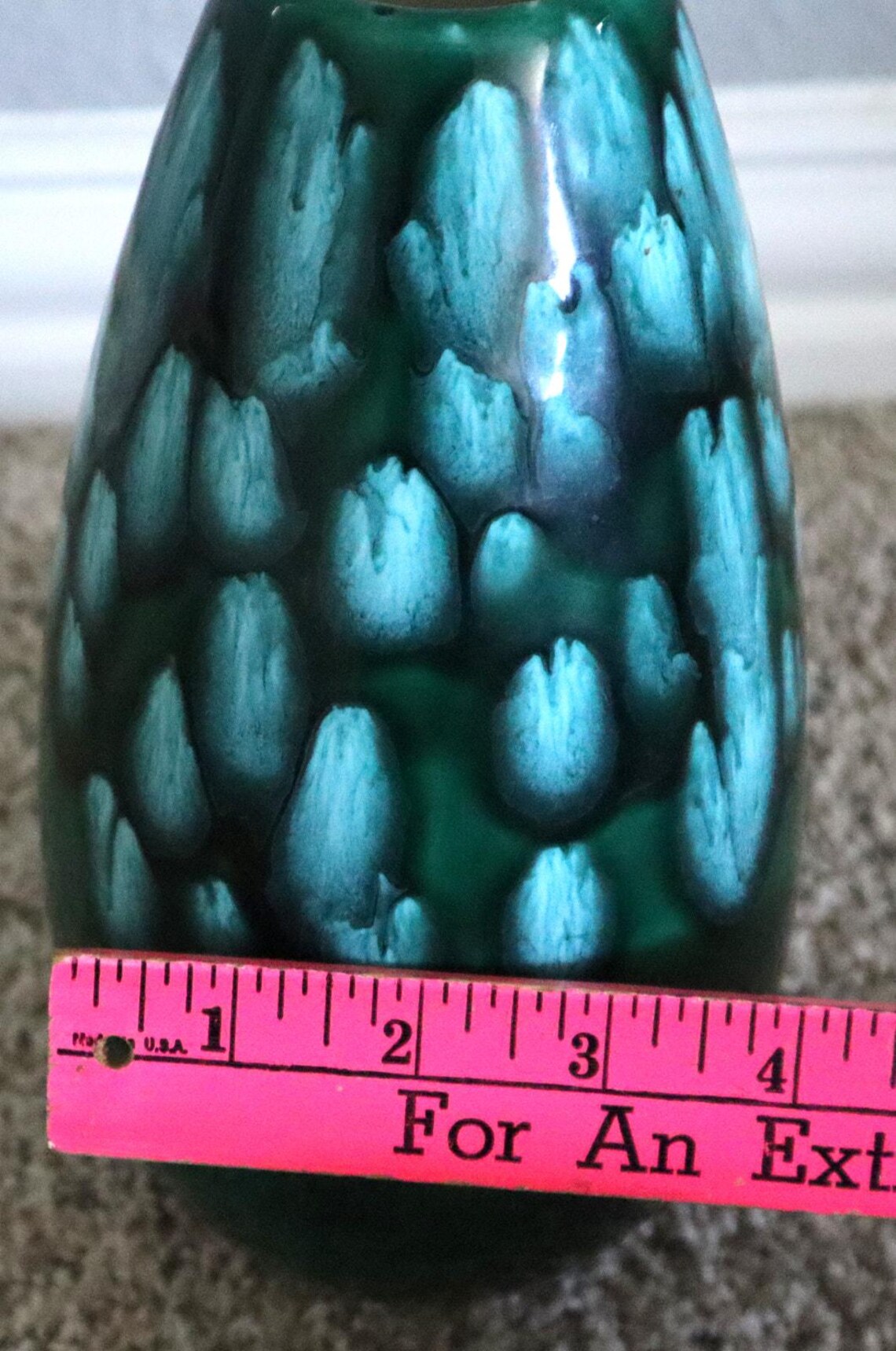 Vintage Lava Vase Glazed Studio Pottery Blue Green Drip Glaze MCM 60s ...