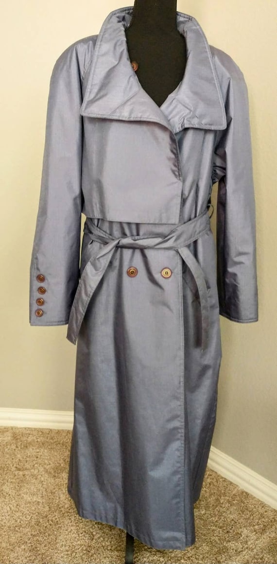 Vintage Laura Winston metallic Ice Blue Trench Coa