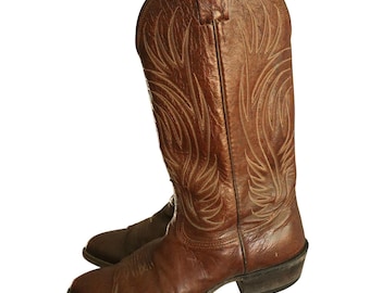 Vintage 70s Nocona Brown Leather Western Boots Mens 9 EE Extra Wide USA Texas