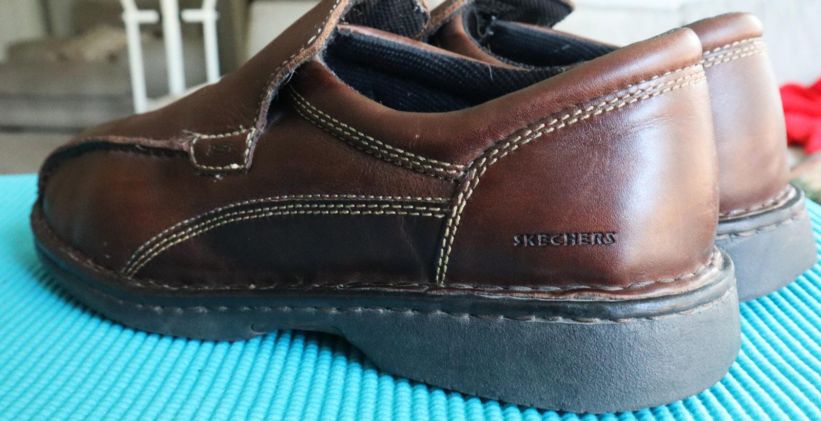 Vintage Skechers Men’s Chocolate Brown Leather Slip-On Loafers, Size 9.5 Vintage Skechers Brown Leather Loafers Y2K Round Toe Chunky  main image 2