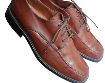 Cole Haan City Vintage Cognac Brown Leather Square Toe Oxfords Brogue Men 10.5