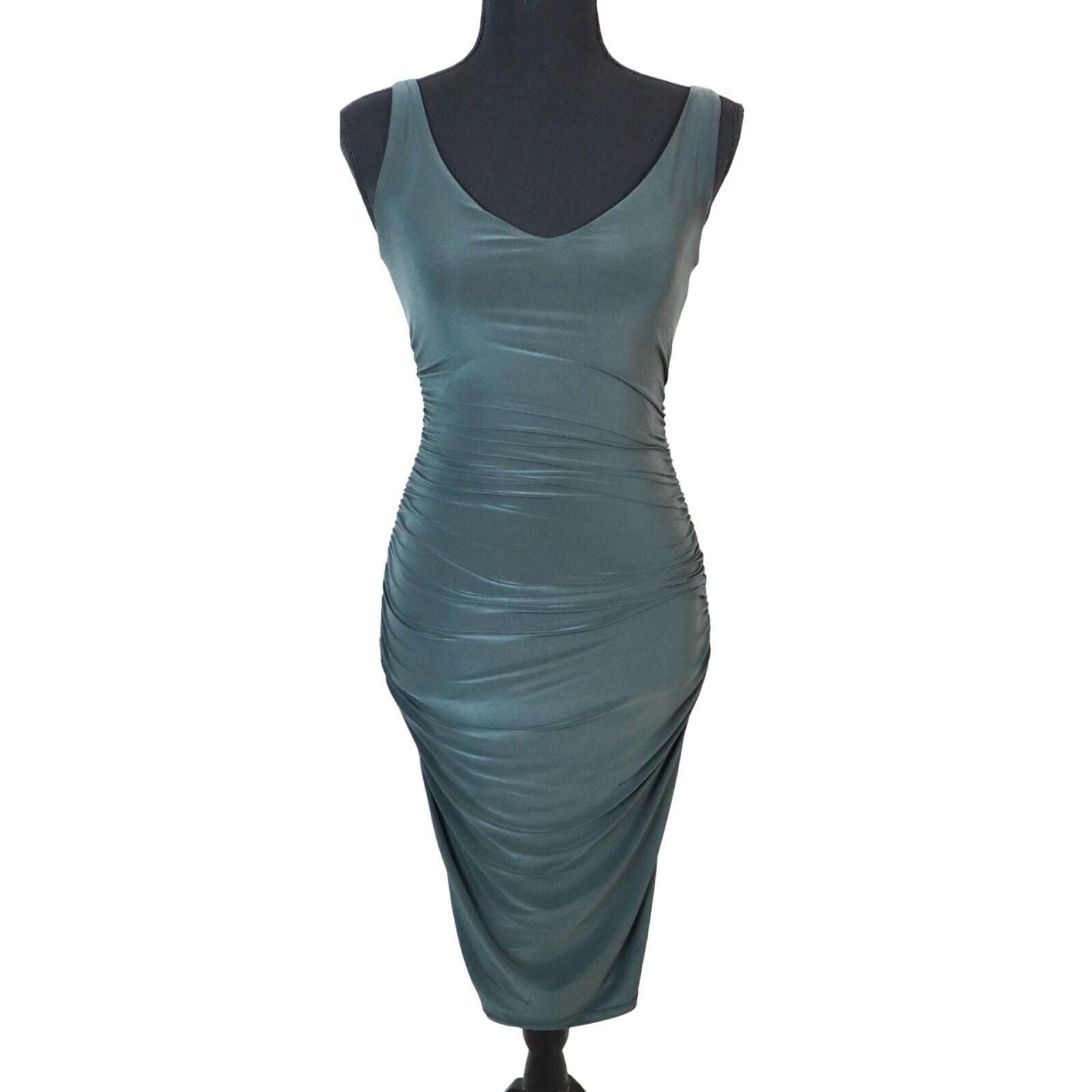 slim fit dress slacks Green Slinky Long Sleeve Sash Bodycon Mini Dress – AX Paris US main image 1