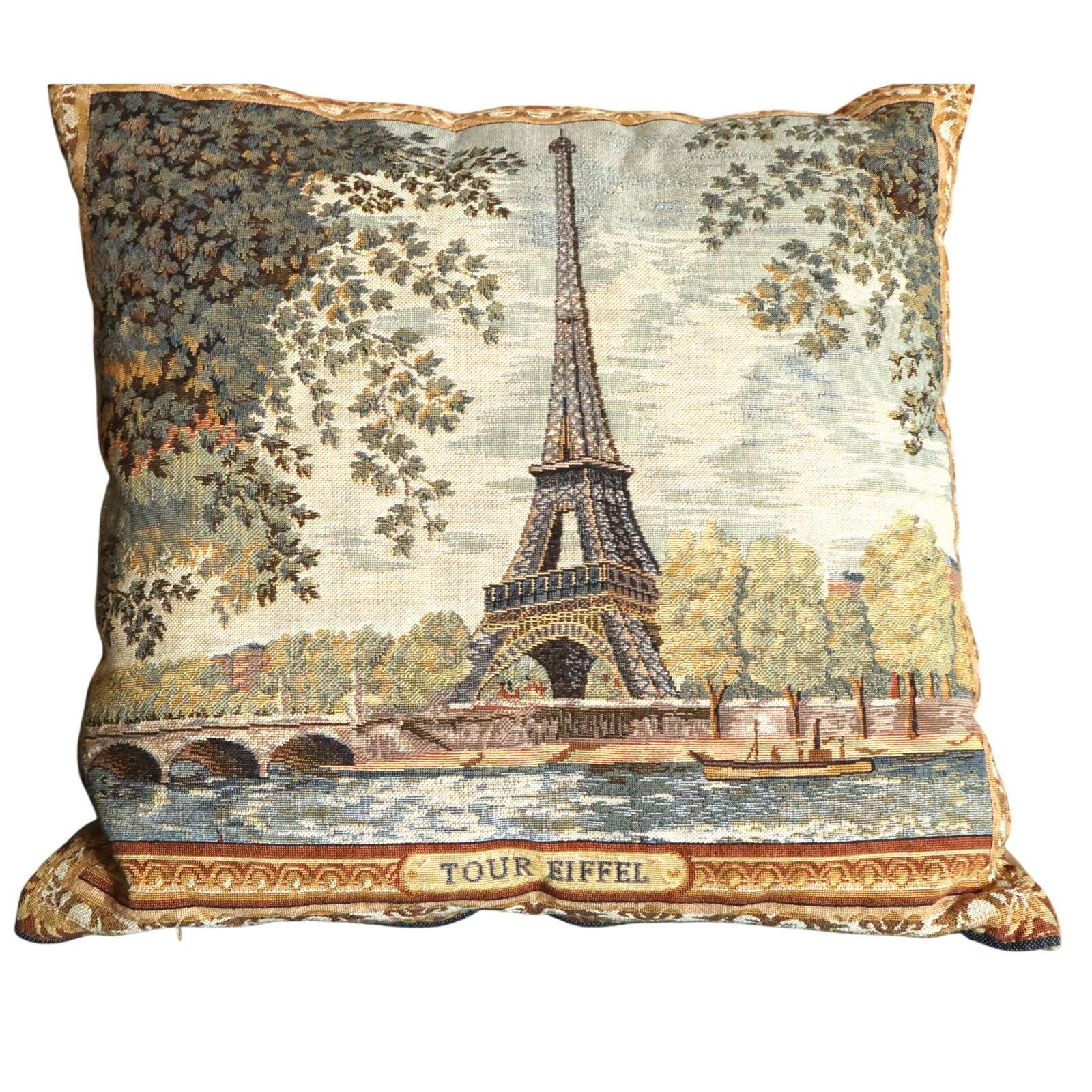 244A0569.jpg?v=1763736822&  Weekend in Paris Needlepoint Pillow -  Arc de Triomphe Parisian Red and Cream main image 1