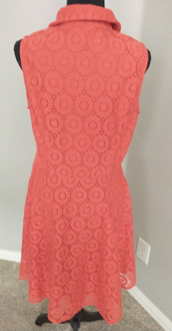 Y2K Vintage Orange Lace sleeveless Collar Dress s… - image 5