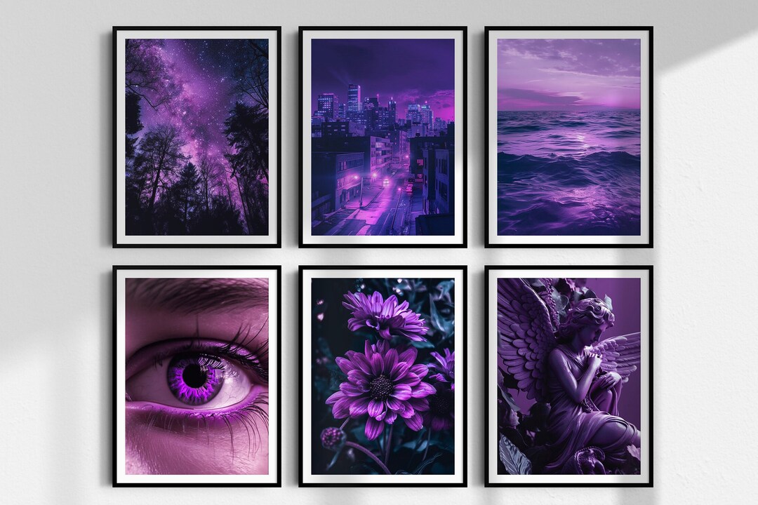 Purple Aesthetic Poster Prints Home Decor Printable Artwork Aesthetic Purple Room Wall Decor ...